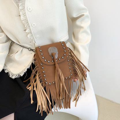 Women’s Square Shoulder Bag With Rivet Detail, Single Shoulder Strap, Perfect For Summer