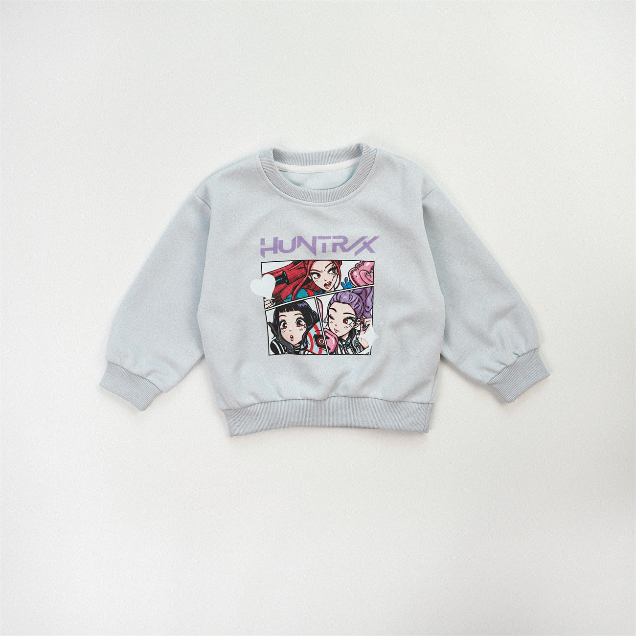 Cute Anime Girls' Pullover Children's Sweatshirt In Natural Pink With Long Sleeves, Made From Over 50% Cotton