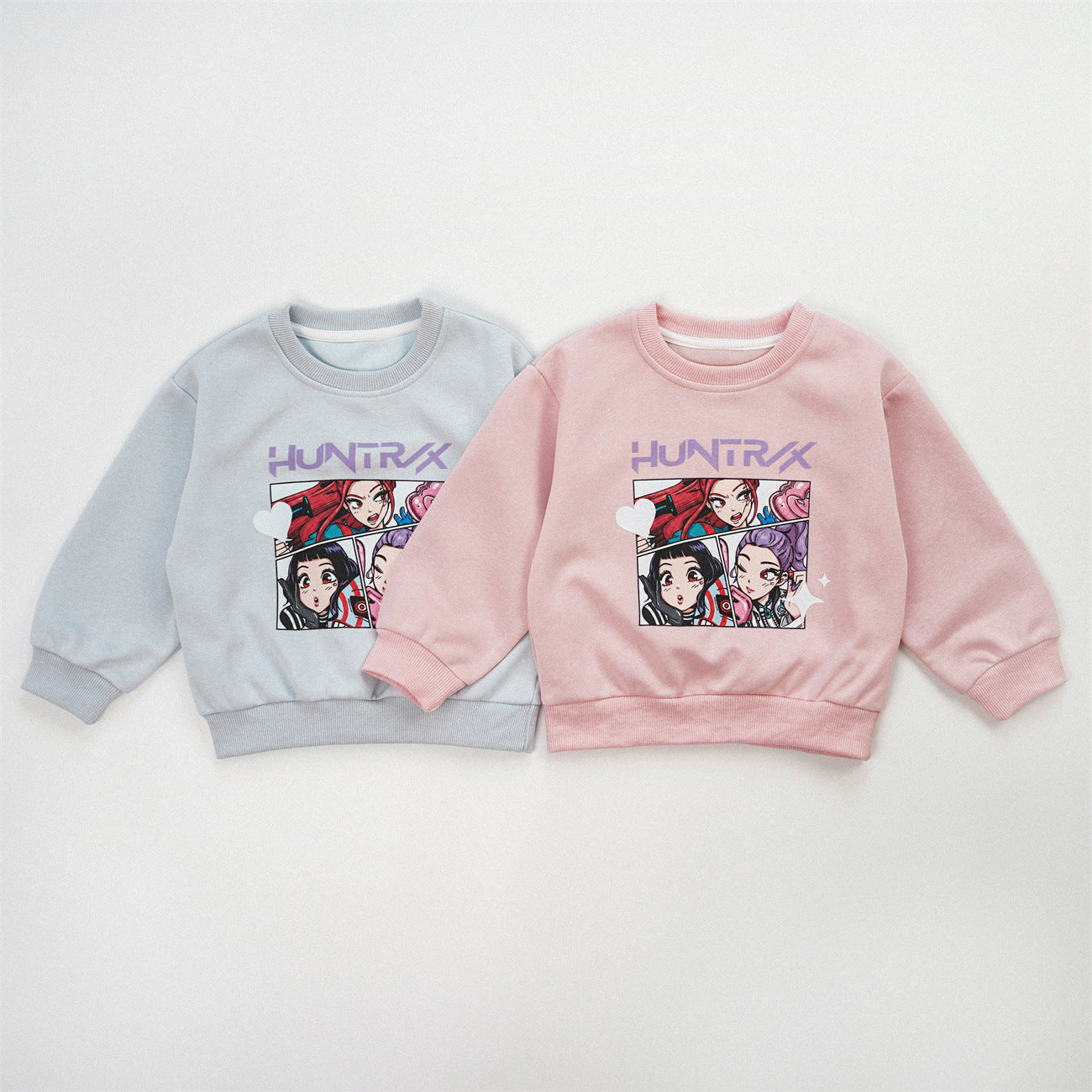 Cute Anime Girls' Pullover Children's Sweatshirt In Natural Pink With Long Sleeves, Made From Over 50% Cotton