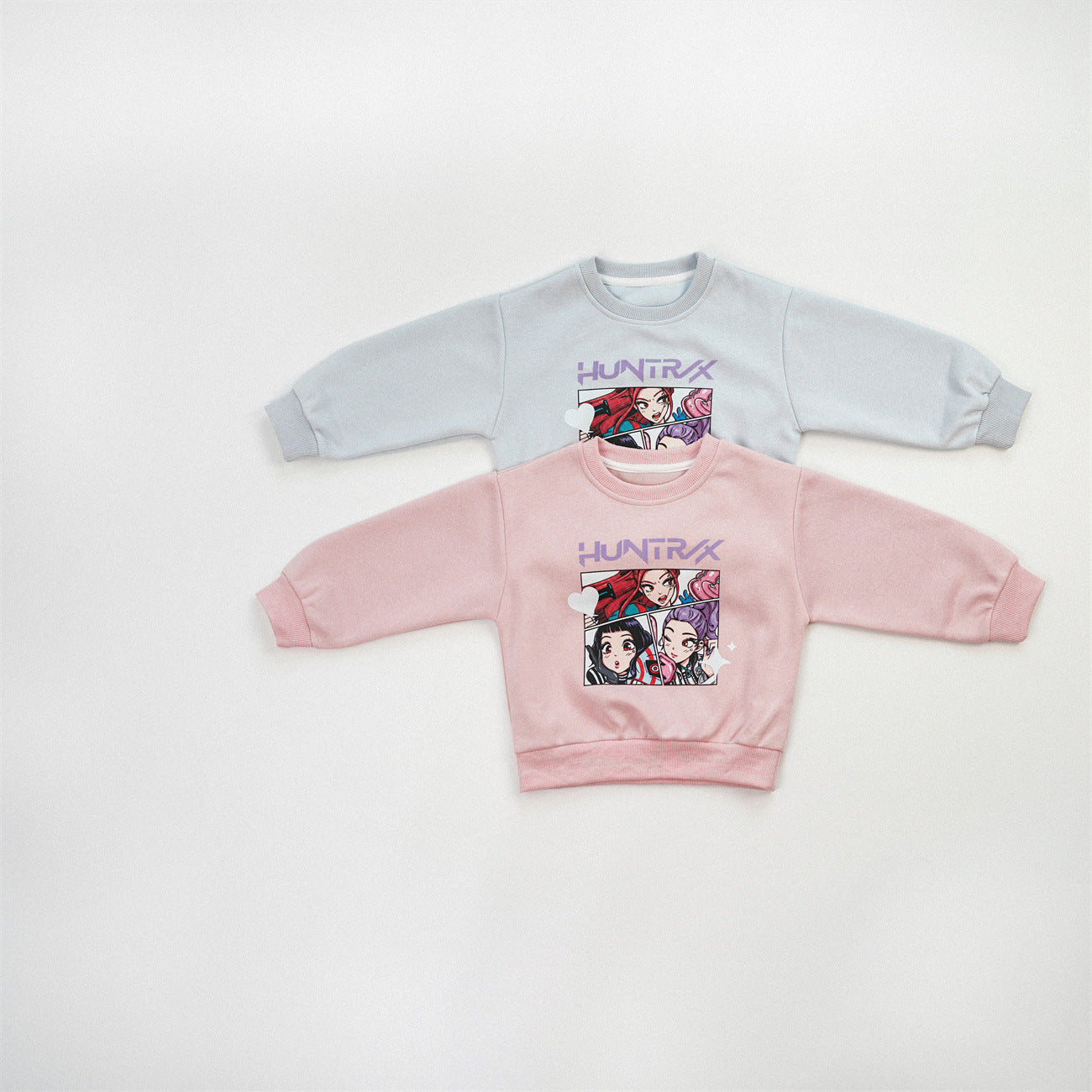 Cute Anime Girls' Pullover Children's Sweatshirt In Natural Pink With Long Sleeves, Made From Over 50% Cotton