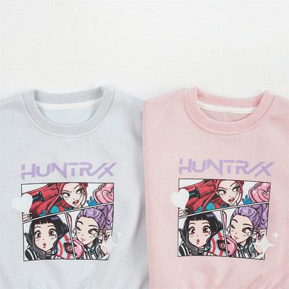 Cute Anime Girls' Pullover Children's Sweatshirt In Natural Pink With Long Sleeves, Made From Over 50% Cotton