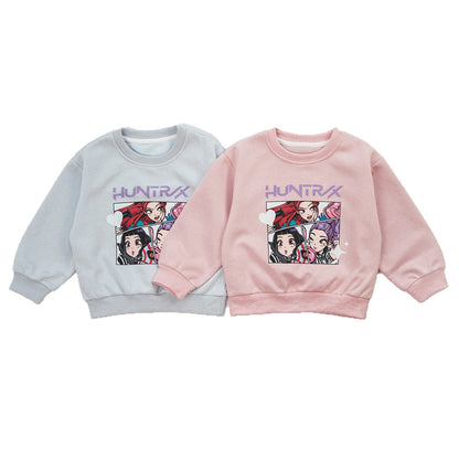 Cute Anime Girls' Pullover Children's Sweatshirt In Natural Pink With Long Sleeves, Made From Over 50% Cotton