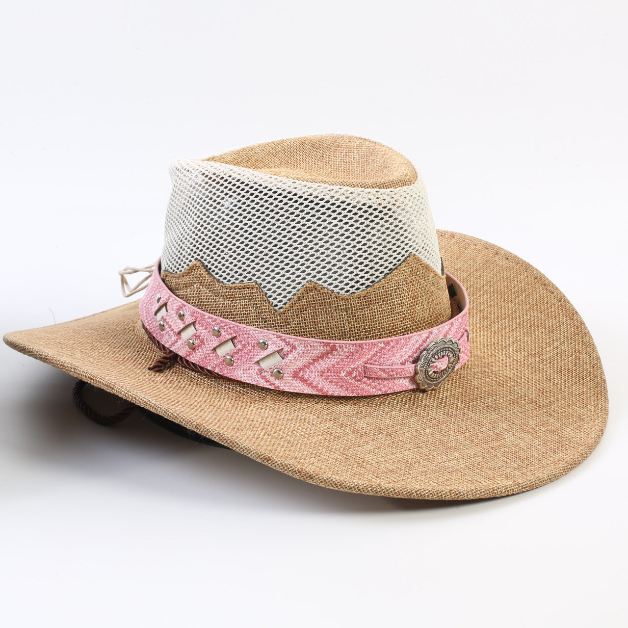 Unisex Cowboy Style Solid Color Straw Hat With Wide Brim, Breathable Design Featuring Braid Craftsmanship