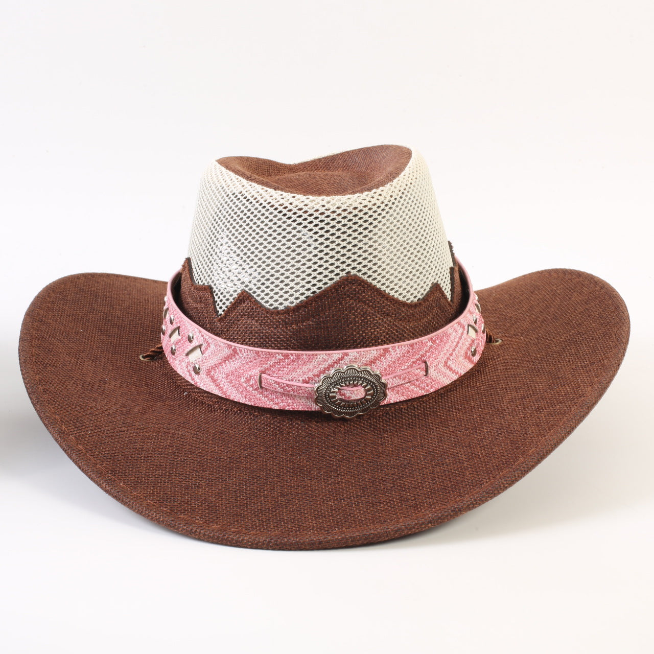 Unisex Cowboy Style Solid Color Straw Hat With Wide Brim, Breathable Design Featuring Braid Craftsmanship