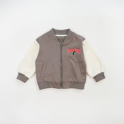 Color Block Sport Jacket For Boys In Navy Blue, Made With Over 70% Cotton, Baby Size 12-18M