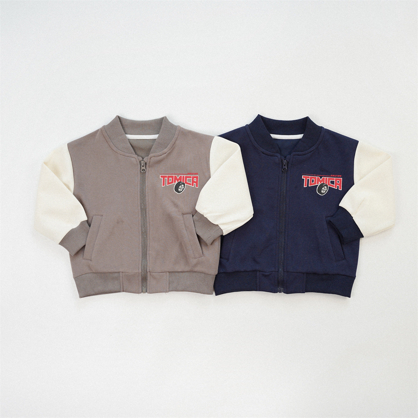 Color Block Sport Jacket For Boys In Navy Blue, Made With Over 70% Cotton, Baby Size 12-18M