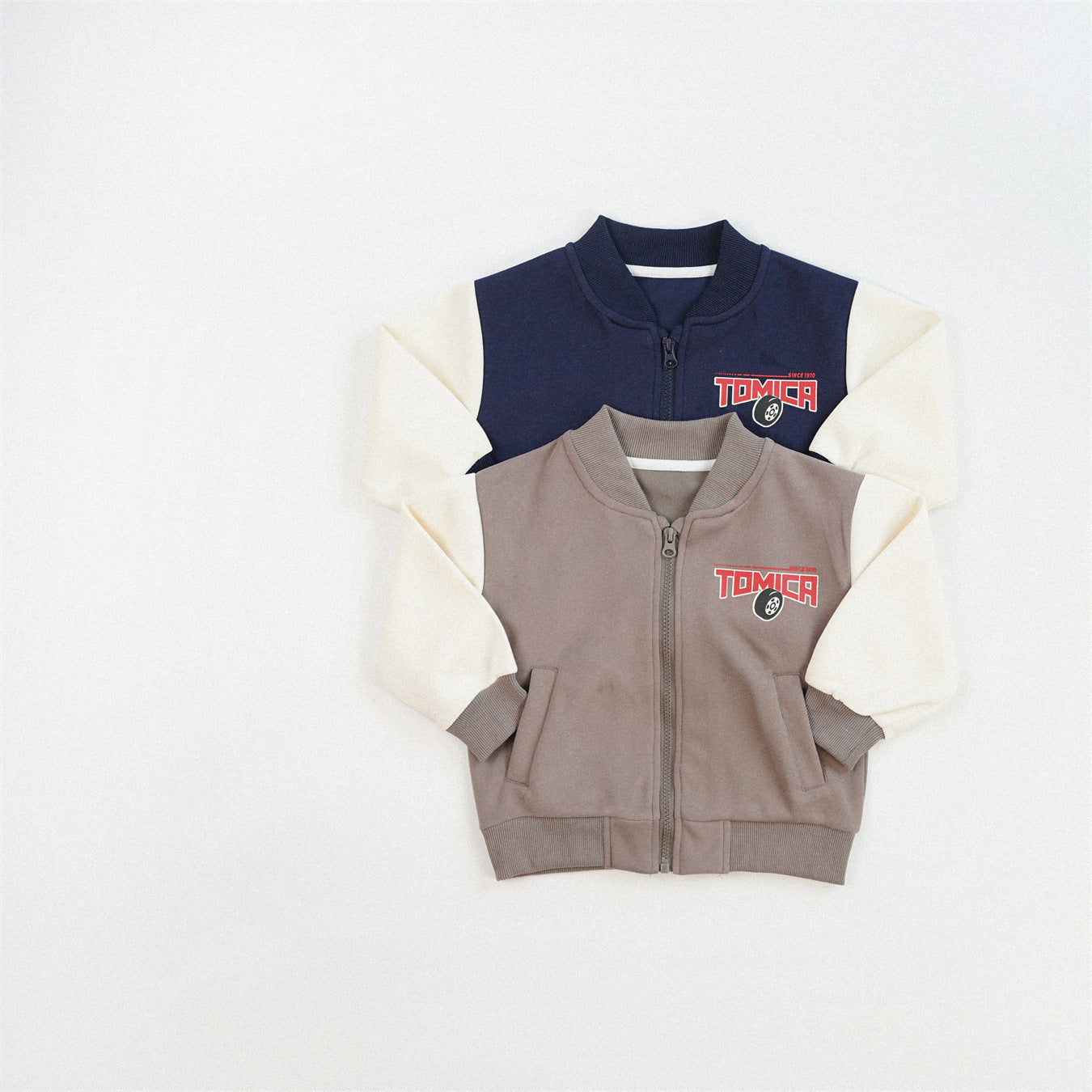 Color Block Sport Jacket For Boys In Navy Blue, Made With Over 70% Cotton, Baby Size 12-18M