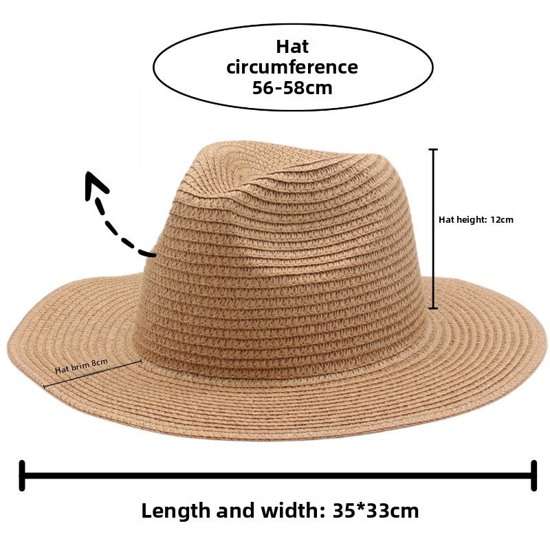 Unisex Bohemian Wide Brim Panama Hat With UV Protection, Straw Material Featuring Braid Craftsmanship
