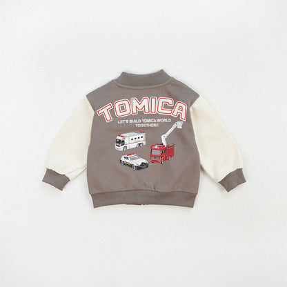 Color Block Sport Jacket For Boys In Navy Blue, Made With Over 70% Cotton, Baby Size 12-18M