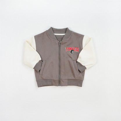 Color Block Sport Jacket For Boys In Navy Blue, Made With Over 70% Cotton, Baby Size 12-18M