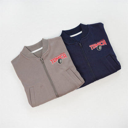 Color Block Sport Jacket For Boys In Navy Blue, Made With Over 70% Cotton, Baby Size 12-18M