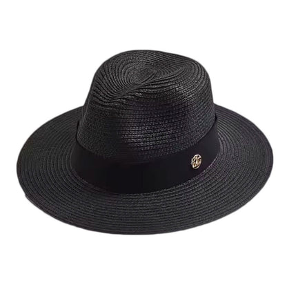 Unisex Wide Brim Panama Hat For Beach With UV Protection, Made Of Straw, Available In Yellow