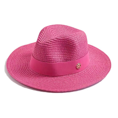 Unisex Wide Brim Panama Hat For Beach With UV Protection, Made Of Straw, Available In Yellow