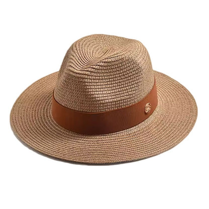 Unisex Wide Brim Panama Hat For Beach With UV Protection, Made Of Straw, Available In Yellow