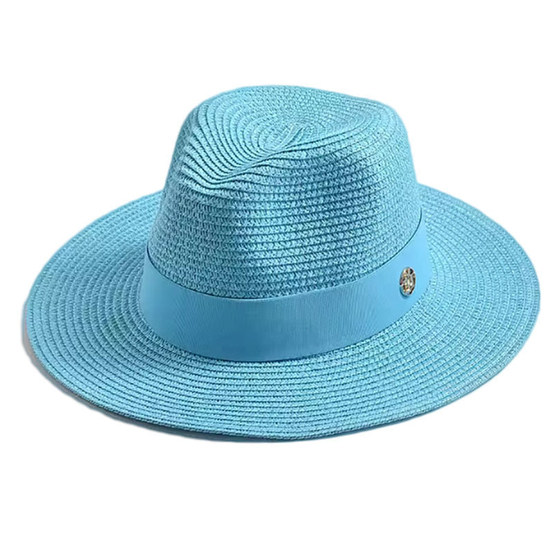 Unisex Wide Brim Panama Hat For Beach With UV Protection, Made Of Straw, Available In Yellow