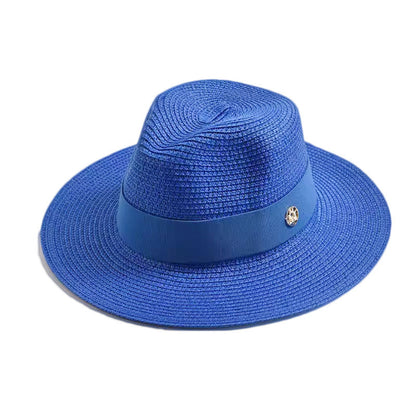 Unisex Wide Brim Panama Hat For Beach With UV Protection, Made Of Straw, Available In Yellow