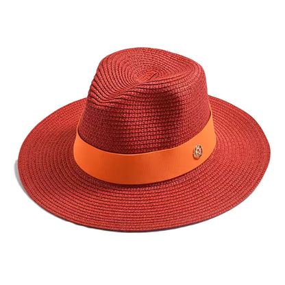 Unisex Wide Brim Panama Hat For Beach With UV Protection, Made Of Straw, Available In Yellow
