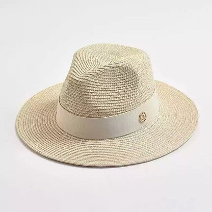 Unisex Wide Brim Panama Hat For Beach With UV Protection, Made Of Straw, Available In Yellow