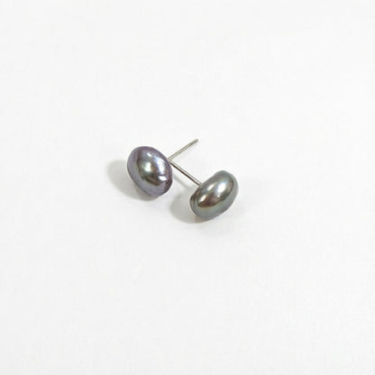 Simple Style Natural Deep Purple Freshwater Pearl Stud Earrings With 7-8mm Baroque Pearls In 925 Sterling Silver For Women