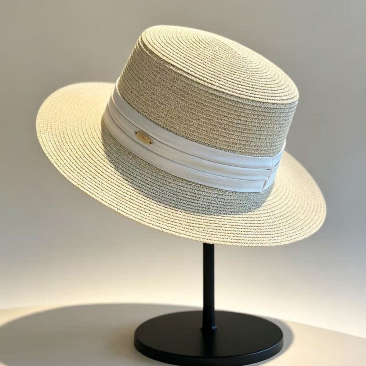 Solid Color French Style Wide Brim Straw Hat For Women, Breathable Design With Braid Craftsmanship