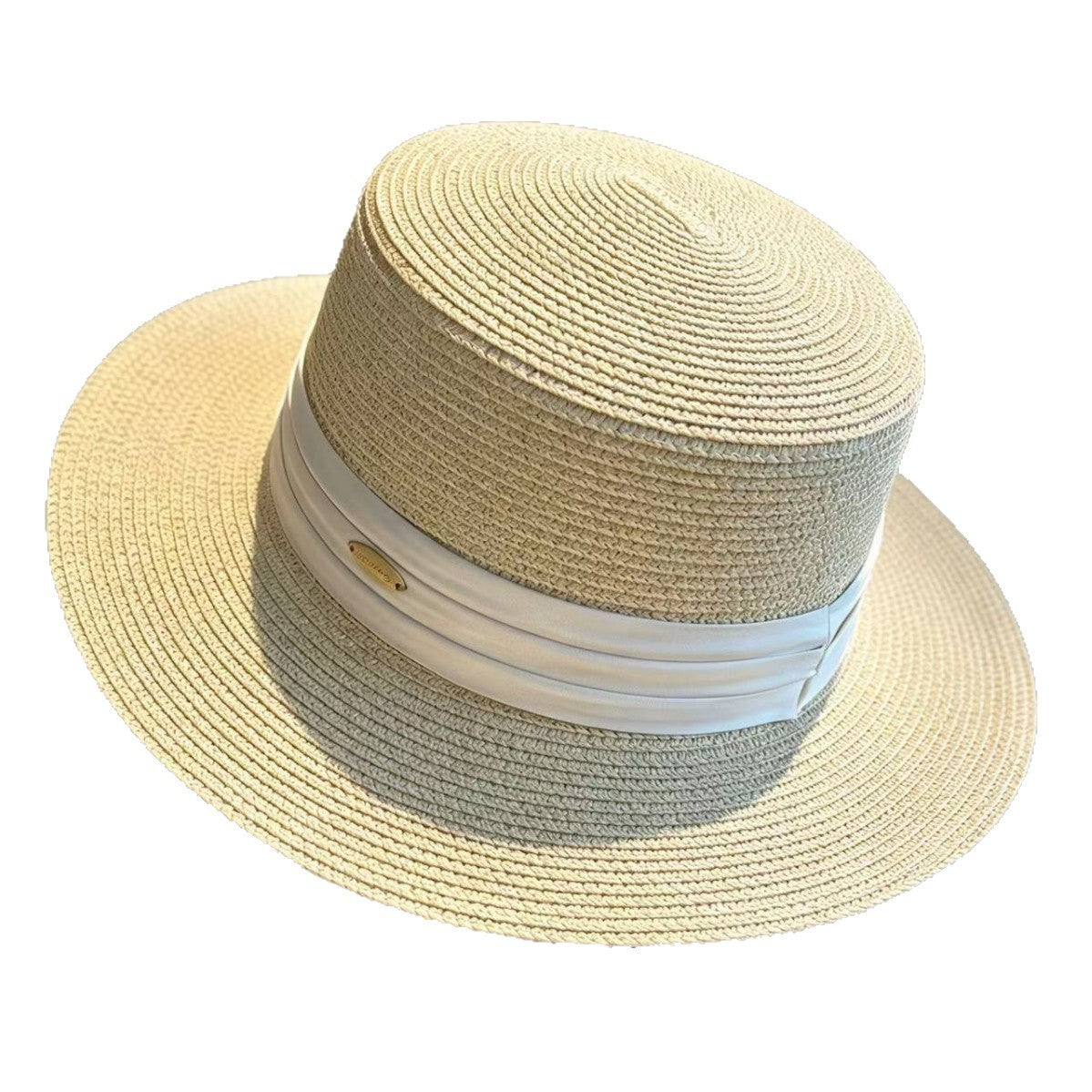 Solid Color French Style Wide Brim Straw Hat For Women, Breathable Design With Braid Craftsmanship