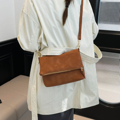 Women’s Square PU Leather Shoulder Bag With Sewing Thread Detail, Single Shoulder Strap, Perfect For Autumn