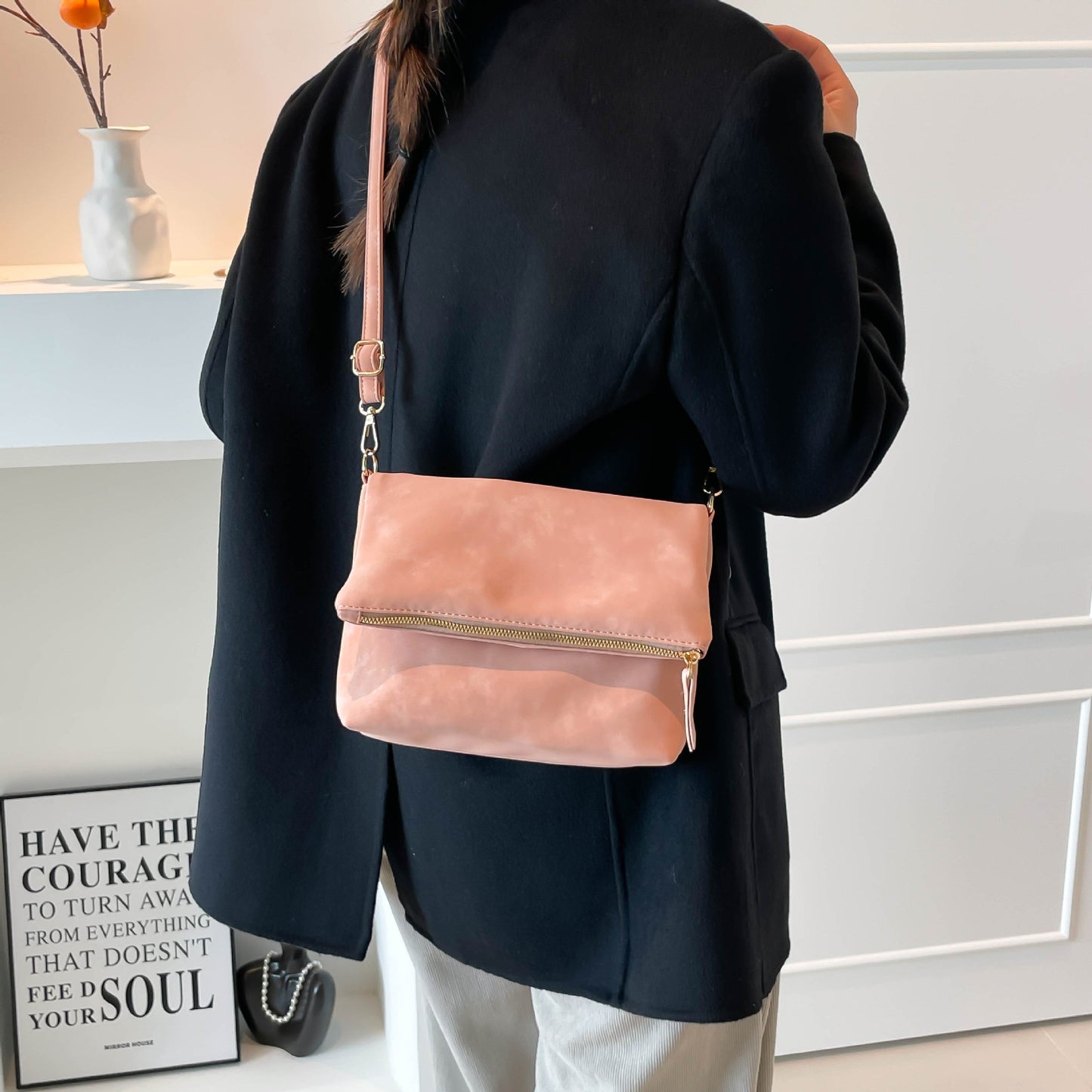 Women’s Square PU Leather Shoulder Bag With Sewing Thread Detail, Single Shoulder Strap, Perfect For Autumn