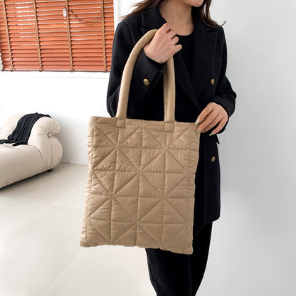 Women’s Plaid Square Polyester Tote Bag With Top Handle, Stylish Underarm Bag For Winter
