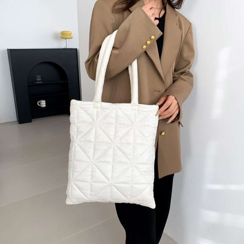 Women’s Plaid Square Polyester Tote Bag With Top Handle, Stylish Underarm Bag For Winter