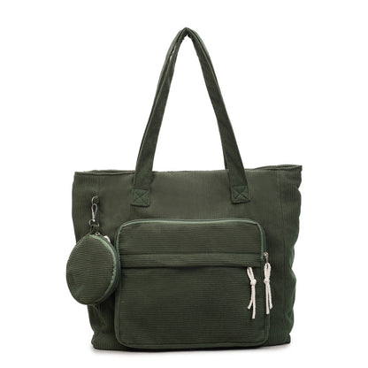 Women's Solid Color Polyester Tote Bag With Sewing Thread Detail, Single Shoulder Strap, Perfect For Spring