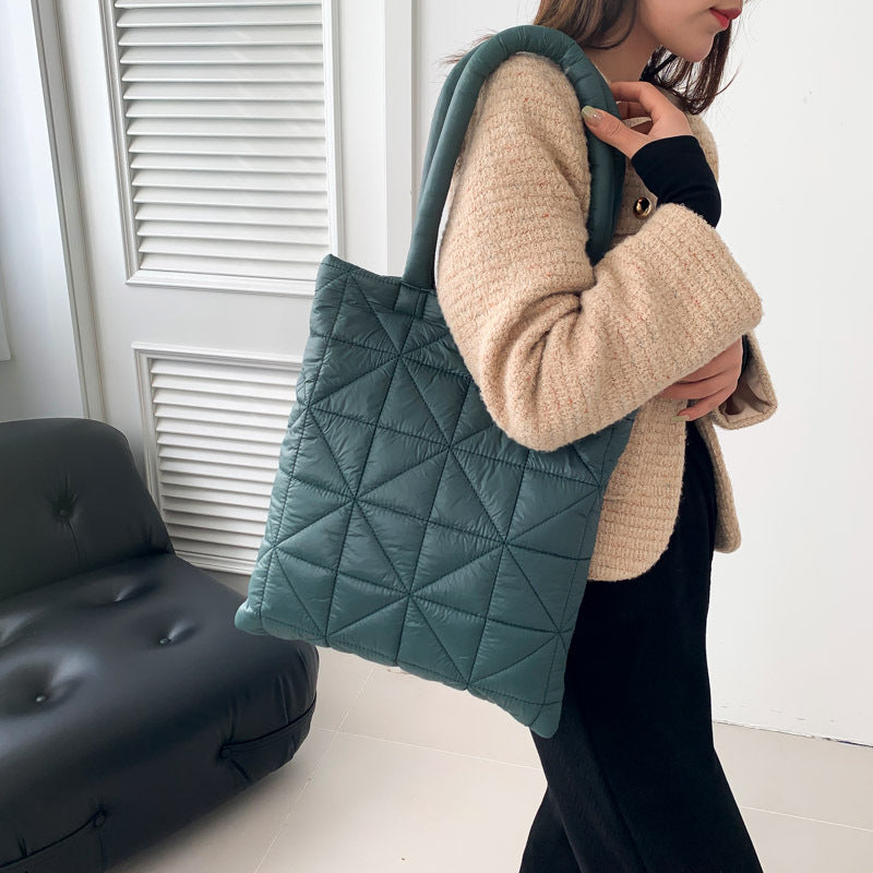 Women’s Plaid Square Polyester Tote Bag With Top Handle, Stylish Underarm Bag For Winter
