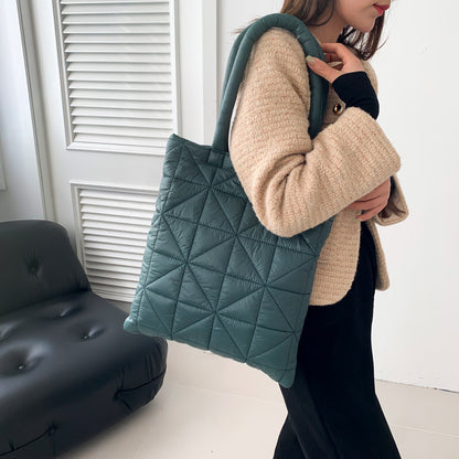 Women’s Plaid Square Polyester Tote Bag With Top Handle, Stylish Underarm Bag For Winter