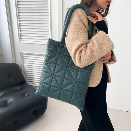 Women’s Plaid Square Polyester Tote Bag With Top Handle, Stylish Underarm Bag For Winter