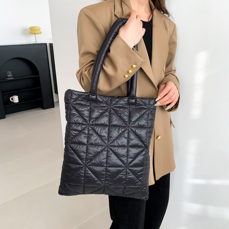 Women’s Plaid Square Polyester Tote Bag With Top Handle, Stylish Underarm Bag For Winter