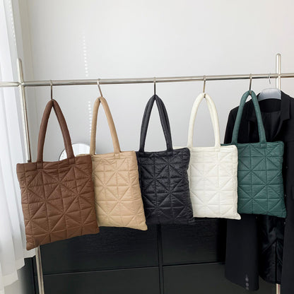 Women’s Plaid Square Polyester Tote Bag With Top Handle, Stylish Underarm Bag For Winter