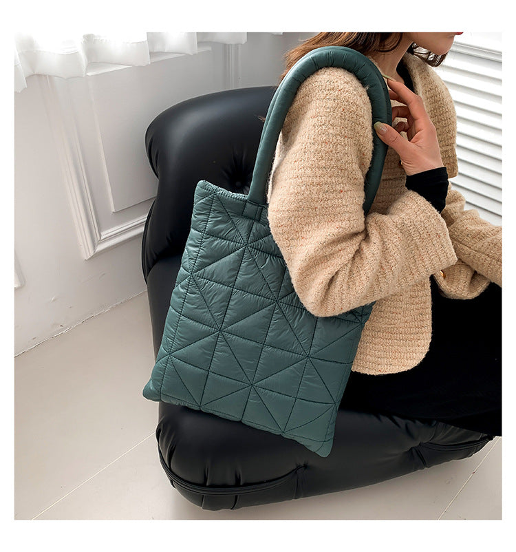 Women’s Plaid Square Polyester Tote Bag With Top Handle, Stylish Underarm Bag For Winter