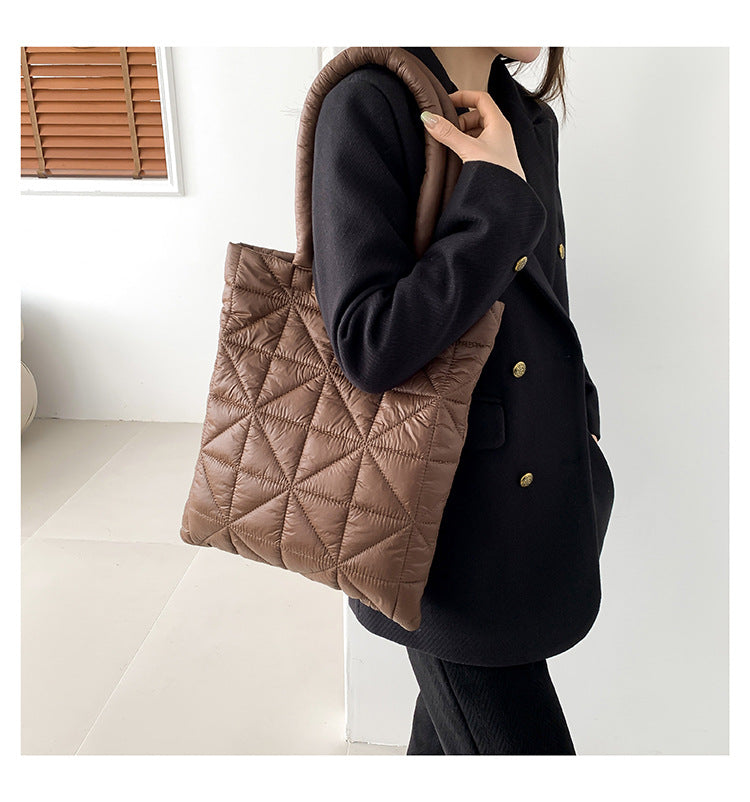Women’s Plaid Square Polyester Tote Bag With Top Handle, Stylish Underarm Bag For Winter