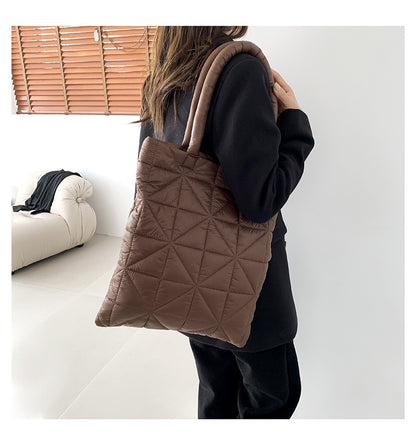 Women’s Plaid Square Polyester Tote Bag With Top Handle, Stylish Underarm Bag For Winter