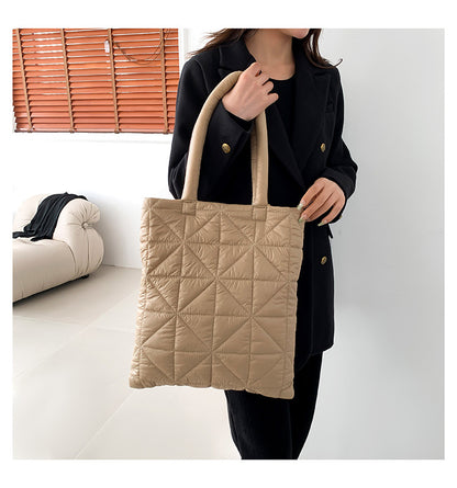 Women’s Plaid Square Polyester Tote Bag With Top Handle, Stylish Underarm Bag For Winter