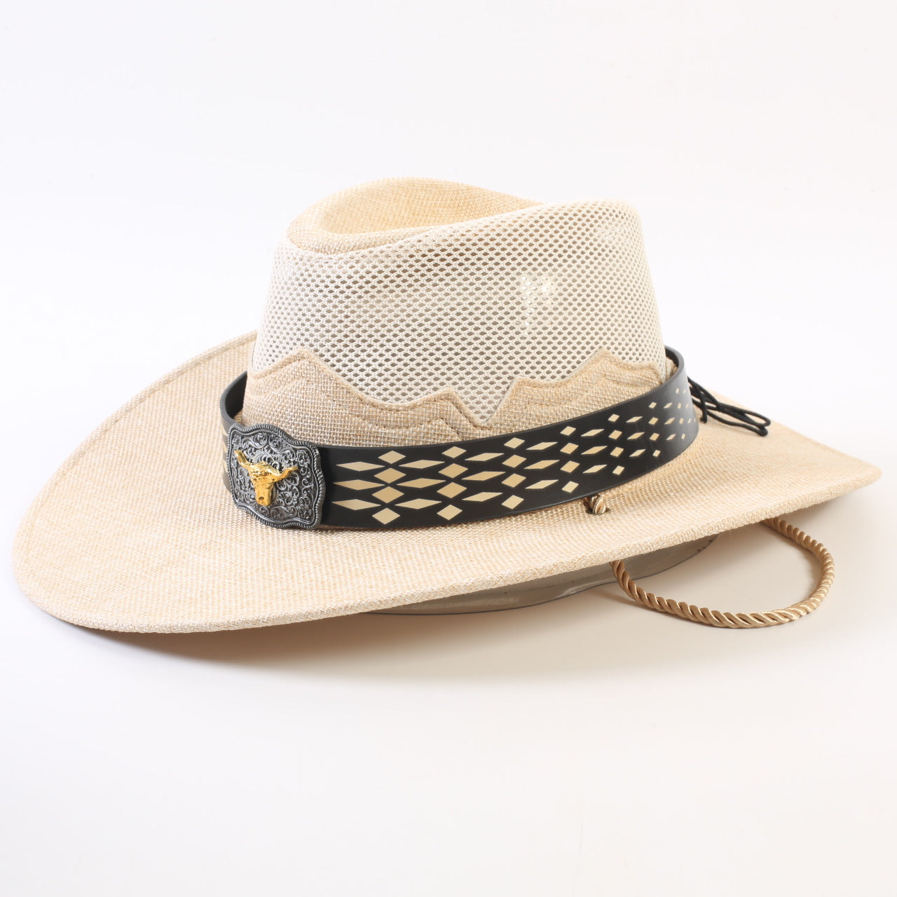 Unisex Cowboy Style Solid Color Straw Hat With Wide Brim, Breathable Design Featuring Braid Craftsmanship