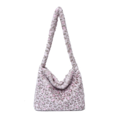 Women’s Tie Dye Square Plush Shoulder Bag With Single Shoulder Strap, Perfect For Winter