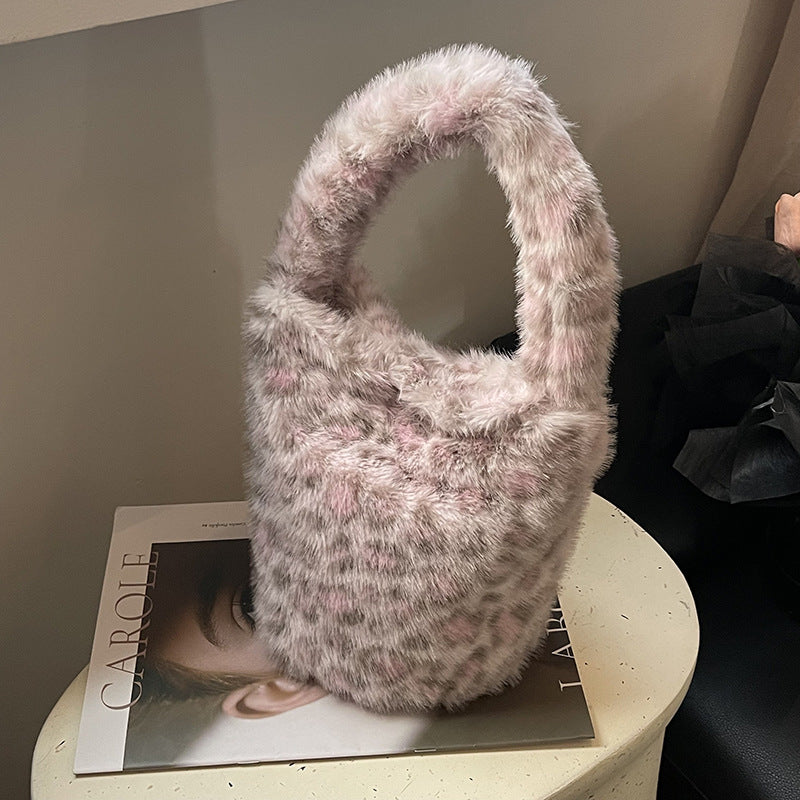 Women’s Tie Dye Square Plush Shoulder Bag With Single Shoulder Strap, Perfect For Winter