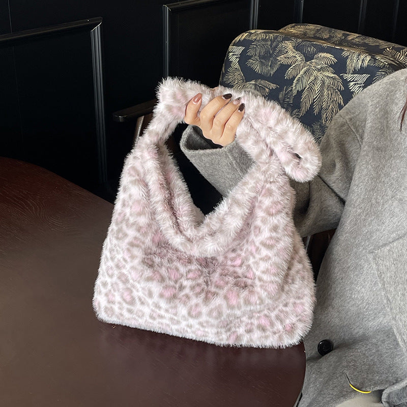 Women’s Tie Dye Square Plush Shoulder Bag With Single Shoulder Strap, Perfect For Winter