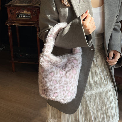 Women’s Tie Dye Square Plush Shoulder Bag With Single Shoulder Strap, Perfect For Winter