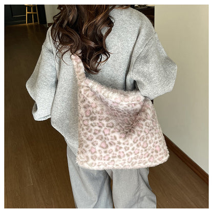 Women’s Tie Dye Square Plush Shoulder Bag With Single Shoulder Strap, Perfect For Winter