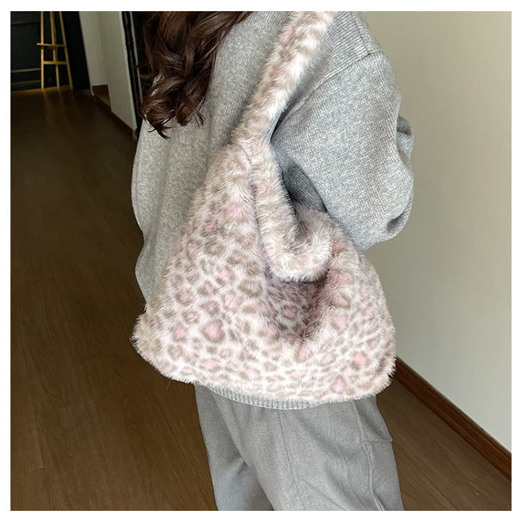 Women’s Tie Dye Square Plush Shoulder Bag With Single Shoulder Strap, Perfect For Winter