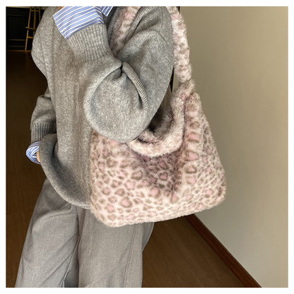 Women’s Tie Dye Square Plush Shoulder Bag With Single Shoulder Strap, Perfect For Winter