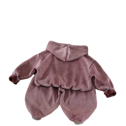 Letter Pattern Denim Pant Co-ord Set For Boys In Grey Featuring Printing, 2 Pieces Kids Clothing Set