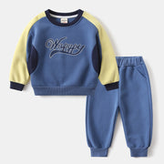 Denim Blue Color-blocked Suit