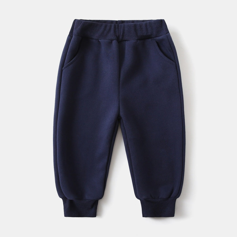 Boy's Sport Letter Pattern Sweatshirt & Hoodie Co-ord Set In Navy Blue Cotton 2 Pieces Set